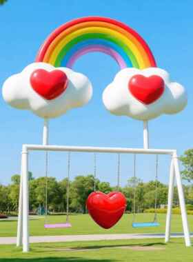 网红打卡户外彩虹云朵秋千雕塑景区民宿商业街公园海边装饰摆件