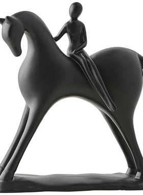 北欧艺术抽象人物黑马白马工艺品摆件家居软装客厅玄关电视柜装饰