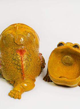 黄铜工艺品新中式办公桌摆件蟾蜍家居样板间办公室烟灰缸大嘴金蟾