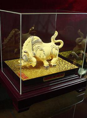 绒沙金镀金招财牛摆件鸿运金牛生肖牛气冲天客厅办公室装饰工艺品