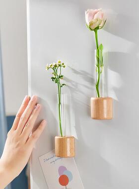 Bamboo-colored refrigerator magnet vial vase, a creative dec