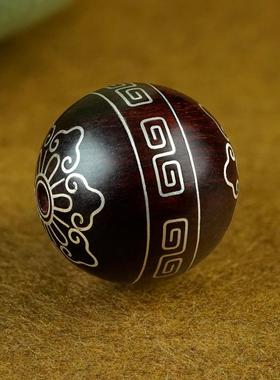 印度小叶紫檀木镶嵌999银回纹花珠手串檀木高品质真货散珠子