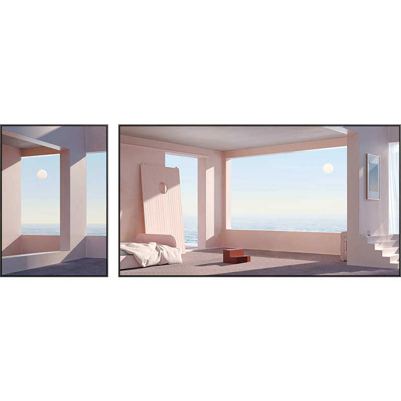 现代简约大气延伸空间感客厅装饰画沙发背景墙横版组合挂画大幅画,淘宝优惠券,粉丝福利购,淘宝优惠卷