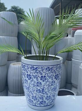 青花瓷钱树花盆陶瓷创意大型植树个性化客厅落地式花盆高