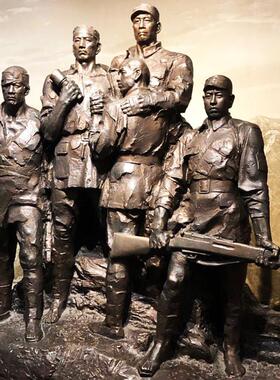 玻璃钢仿铜红军人物塑像大型公园景观狼牙山五壮士展览馆简约装饰