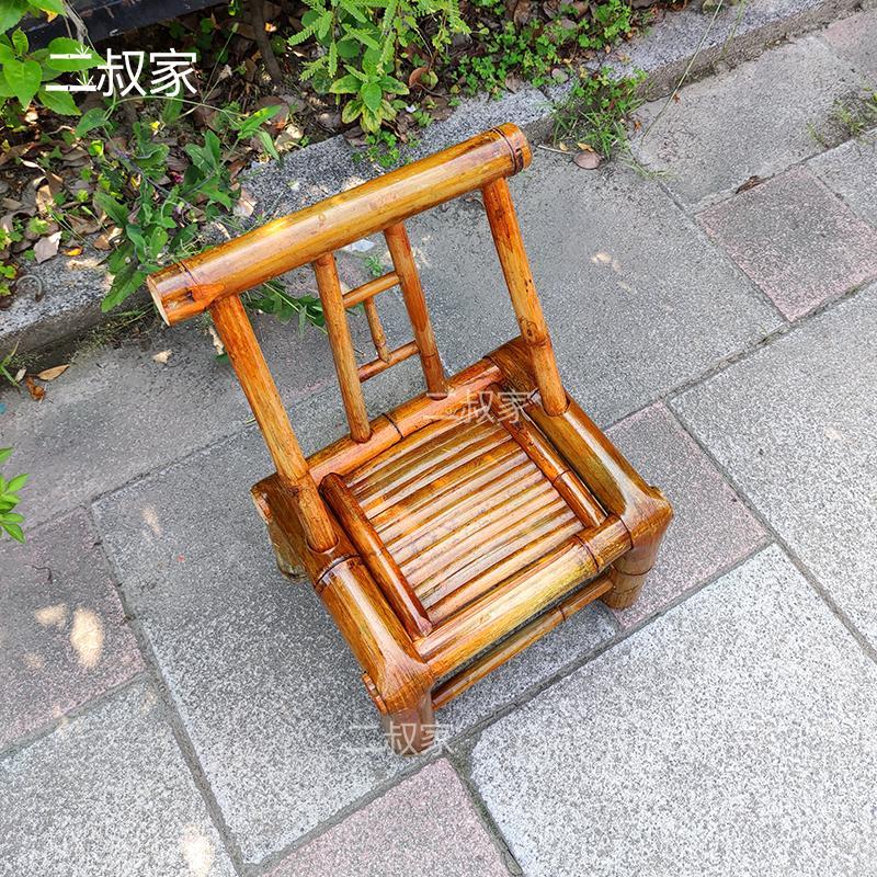 儿童竹椅靠背椅宝宝摄影竹椅老人儿童家用户外餐椅休闲编织藤椅 - 图3