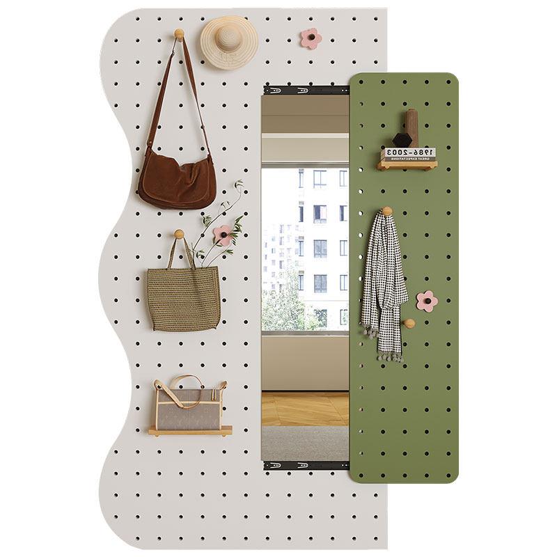 Solid wood hole board custom-made wooden European wall decoration desk storage into the entrance hall full-length mirror decorative storage rack