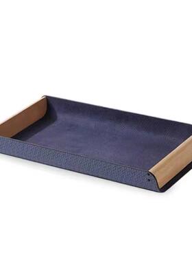 售美豹小众复古139盘长方桌形皮革烤漆托样板房楼部餐书房收纳工