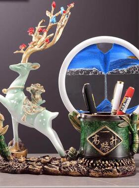 一路节节高升桌面轻奢高级感解压流沙画摆件茶几遥控器创意收纳装