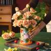 Creative high-grade flower bud ceramic chopstick barrel, light luxury household drain rack, chopstick cage, knife, fork, spoon, tableware storage box