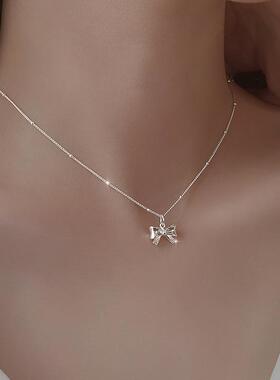 小众精致项链配礼服立体甜美蝴蝶结项链女夏季轻奢小众设计ins风