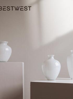 花瓶高级感客厅桌面插花装饰品法式中古玻璃水培鲜花器皿餐桌摆设