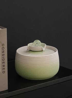 陶瓷八方来财流水桌面摆件循环水客厅招财风水轮办公风水球乔迁礼