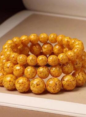 原朱手串01圈砂色晶体雄黄砂素圈手串本命矿年黄紫金帝王红砂手链