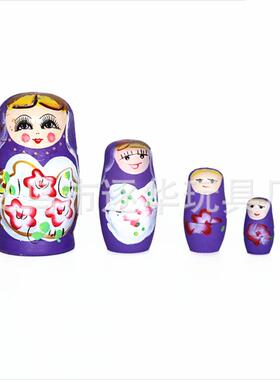供应俄罗斯娃娃 木质俄罗斯油漆五层套娃 旅游工艺品俄罗斯工艺