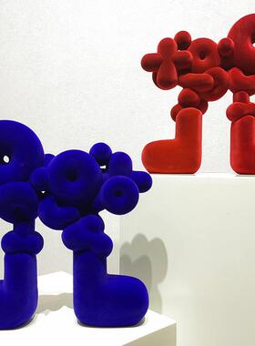 北欧创意抽象植绒抽象艺术摆件样板间儿童房民宿网红软装饰品摆设