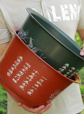 无孔荷花盆 加厚加大仿陶碗莲睡莲花盆荷花水培绿植塑料花盆
