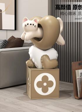 爱心猫轻奢高档客厅摆件家居好物房间电视柜装饰乔迁入宅新居礼物