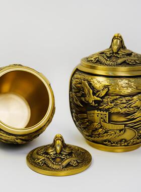 黄铜茶叶罐长城茶叶罐大展宏图茶叶罐