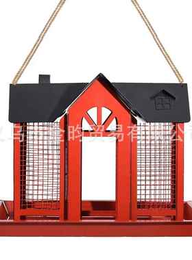 新款秋千房子创意金属鸟屋庭院蜂鸟松鼠喂鸟器户外悬挂摆件