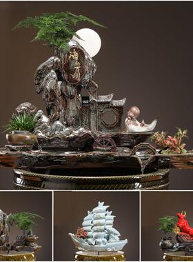 陶瓷流水器流水摆件客厅办公室桌面装饰循环增氧过滤器新中式景观