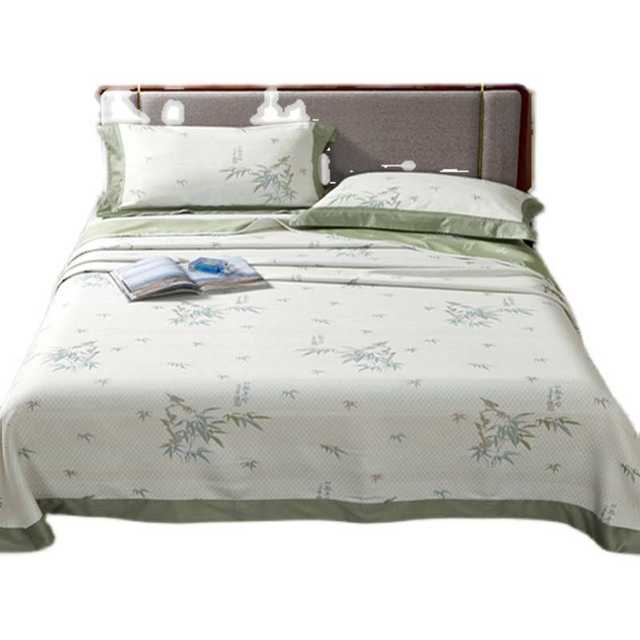 Natural pure bamboo fiber mat three-piece set for summer double-person machine washable ice silk soft mat sheet thickened machine washable