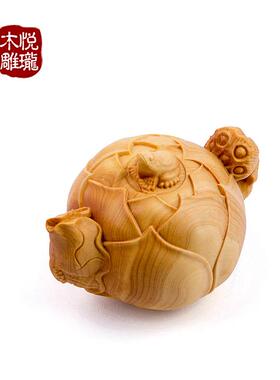 莲子壶摆设 黄杨木雕摆件工艺品家居饰品商务送礼