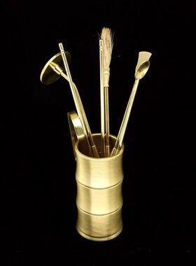 博喜 全铜摆件香道配件铜制竹节香道瓶工艺品家居办公香道瓶