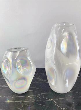 现代彩色玻璃插花瓶摆件样板间餐桌玄关茶售楼处软装饰品花器