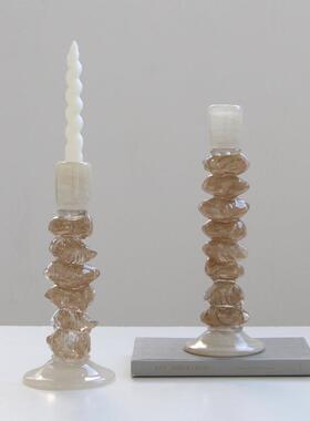 北欧轻奢ins玻璃烛台玻璃花瓶家用客厅餐桌浪漫烛光装饰拍照道具