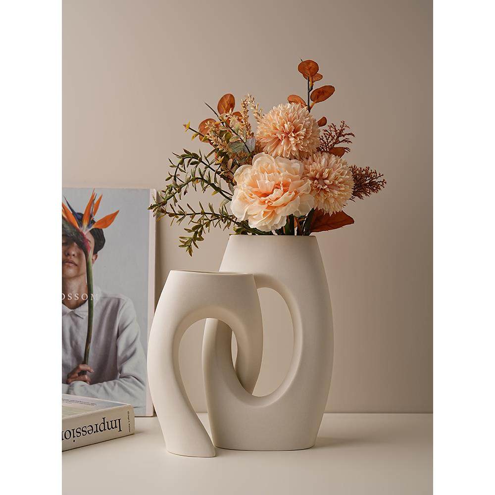 贝汉美创意陶瓷花瓶轻奢摆件高级感客厅餐桌干花侘寂风艺术装饰品,淘宝优惠券,粉丝福利购,淘宝优惠卷