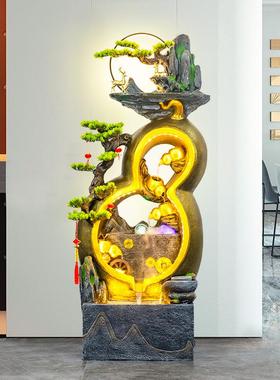 中式流水喷泉葫芦摆件假山招财开业装饰客厅玄关办公室水景加湿器