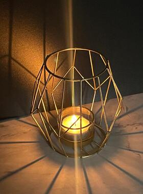 厂家直销金属摆件烛台六角铁艺蜡烛台餐厅卧室摆件烂漫烛光道具定