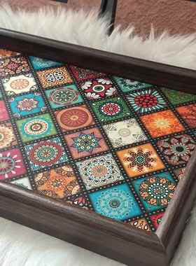 波西米亚风摆件托盘玄关客厅创意置物盘珠宝首饰零食家用收纳盘