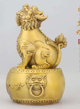 铜独角兽貔貅望天吼向天吼瑞兽铜器摆件聚财居家装饰品朝天铜