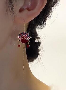 高级感风脸谱耳环女轻奢气质流苏民族风耳炼红色耳饰2026年0812k