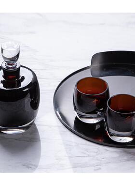 意式轻奢水晶玻璃酒具套装 醒酒器摆件餐厅吧台酒柜装饰 超厚酒瓶