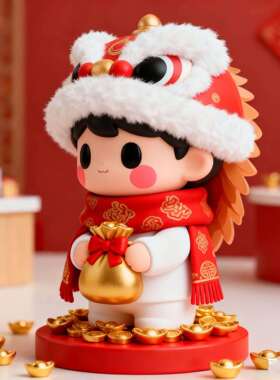 玻璃钢雕新年福娃公仔摆件商场吉祥物装饰户外园林景观大型摆件