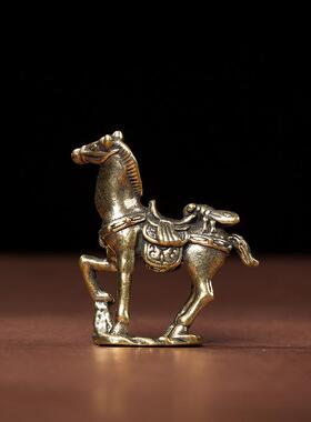 艺黄铜马赢钱神上器小摆件马上有宠钱马上封侯家居办公室桌面茶摆