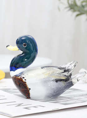 穆拉诺琉璃摆件玻璃动物鸳鸯鸭子小灰鸭工艺礼品桌面玄关饰品