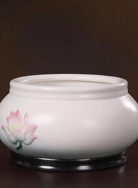 慈玉阁德化陶瓷莲韵香炉居家用供奉佛前香插炉焚香炉莲花香炉摆件