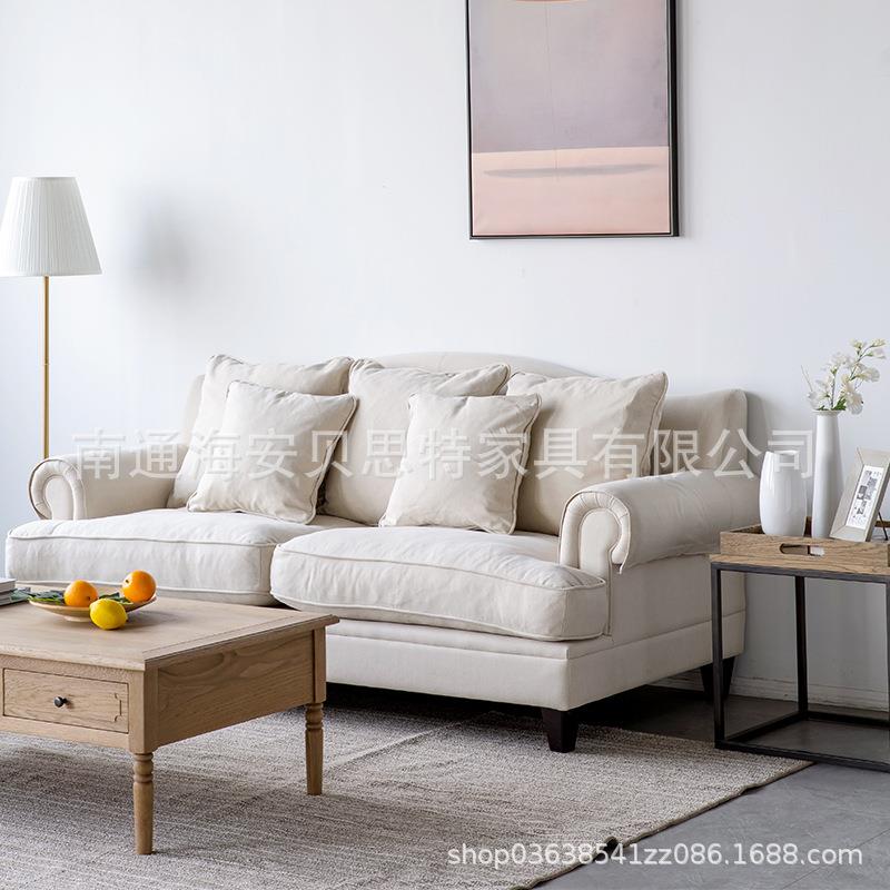 American modern minimalist living room three-person sofa combination fully equipped removable and washable small apartment fabric sofa down sofa