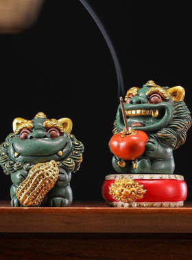 招财石狮子一对可按系好事发生工艺品摆件公司个人伴手礼