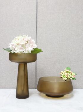 现代简约玻璃磨砂质感创意花器摆件居家电视柜客厅餐厅桌面装饰