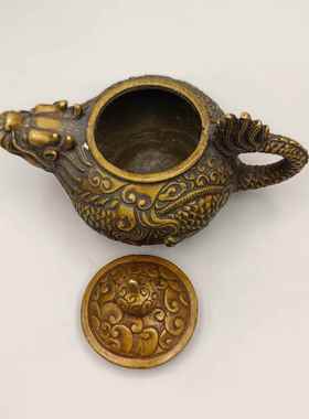 古韵龙头龙把仿龙古头龙把铜斋酒壶件家居装饰工艺品摆古玩收藏铜
