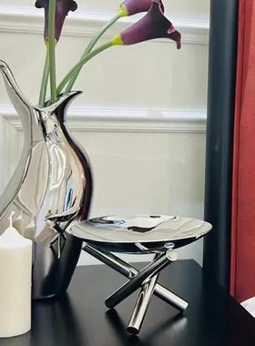 形托盘奢不ES-A6488锈钢水果盘摆件样板轻家居餐桌点心蛋糕盘软装