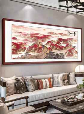 网红万长中靠背画里办城公客室挂画厅装饰画沙发背景墙国画山水画