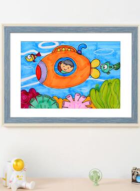 简约儿童画框挂墙装裱4k开8k相框16寸a4纸幼儿园油画棒绘画作业A3