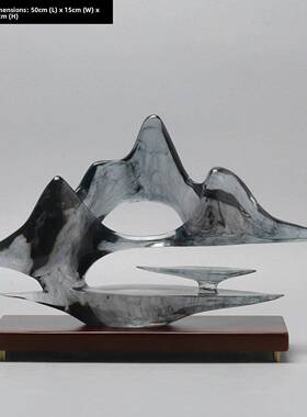 新中国风现代假山装饰样板间客厅入口柜装饰办公室书柜经典工艺品