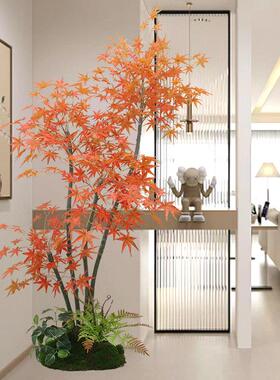 彷真植物假红枫发财树盆栽绿植室内枫树装饰花客厅摆件大型假花卉